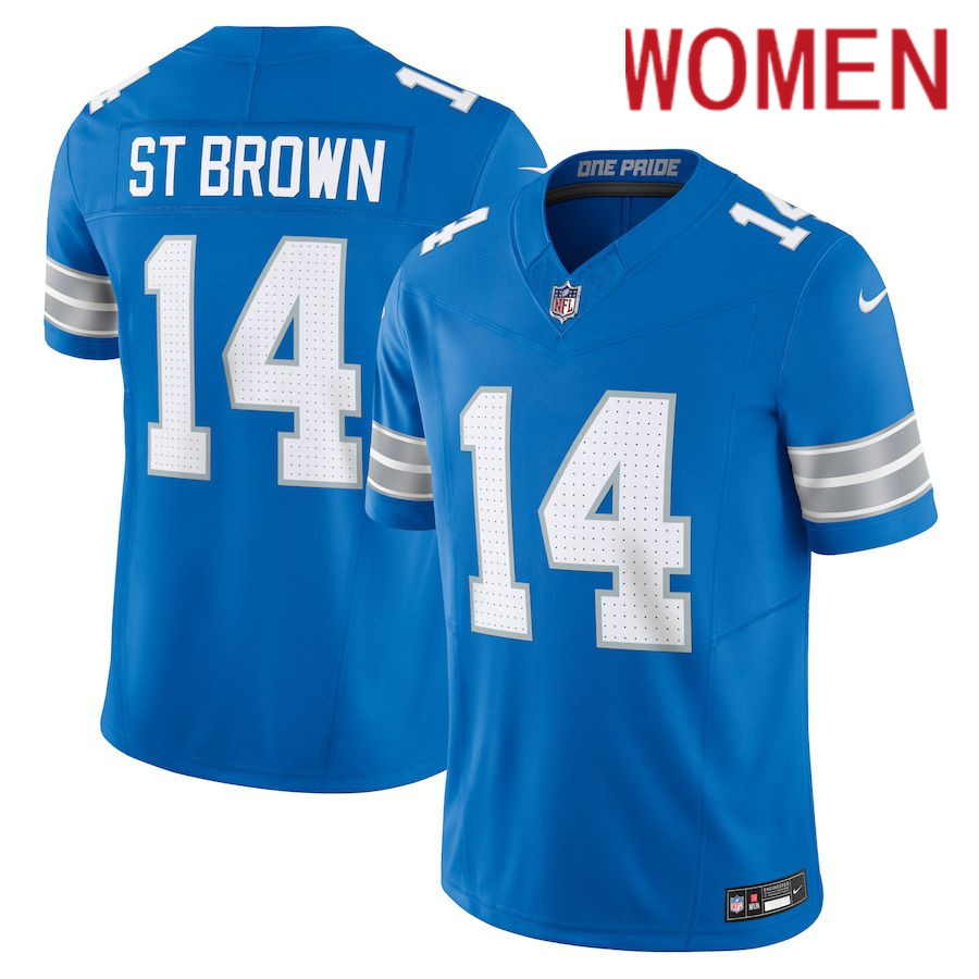 Custom  Women Detroit Lions Blue Three generations 2024 Nike Vapor F.U.S.E. Limited NFL Jersey->new york mets->MLB Jersey